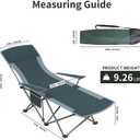 Folding Beach Chair Recliner for Adults - Heavy Duty 300lbs Camping Chair with Adjustable Backrest & Footrest, Portable Outdoor Lounge Chair for Backyard, Fishing, Travel