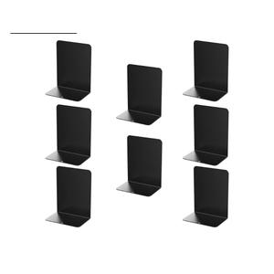 Book Ends, 8 Pieces Metal Bookend for Shelves, Bookends for Heavy Books, Book Holders for Shelves, Desk Organizers, Book Dividers for Office, School, Bookstore, Home