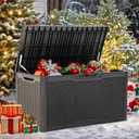 YITAHOME 100 Gallon Outdoor Storage Box, Large Water Resistant Resin Deck Box, Indoor Outdoor Lockable Storage Container for Patio, Garden, Cushions, Tools, Equipment (Black)