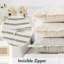 MIULEE Gray Pack of 2 Pillow Covers 18x18 Inch Striped Farmhouse Couch Throw Pillow Covers with Fringe Chic Linen Decorative Cushion Covers for Sofa Living Room Bed Outdoor Home Decor