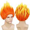 Wiggy Mermaid Pre-Styled Fire Wig Orange Ombre Wig Spiky Funny Hair Wig + Wig Cap for Halloween Costume Party Cosplay