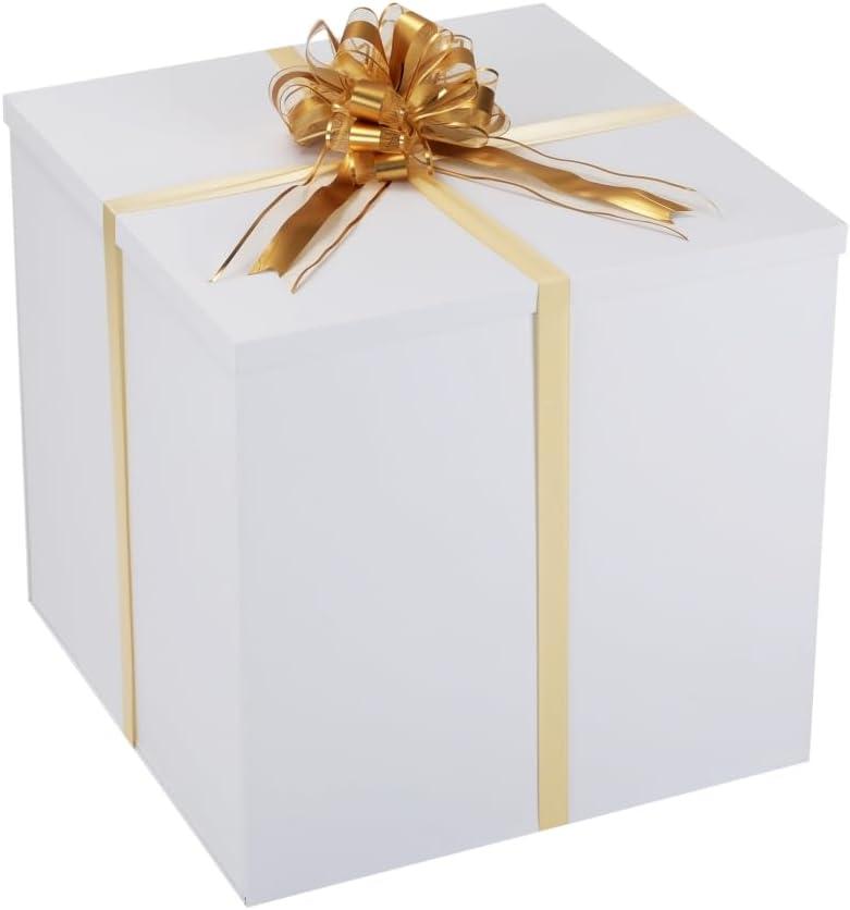 Extra Large Gift Box with Lid 20x20x20 Inches, White Big Gift Box for Gender Reveal, Giant Gift Boxes with Lids for Presents Packaging for Birthday Surprise, Christmas, Anniversaries, Wedding Party