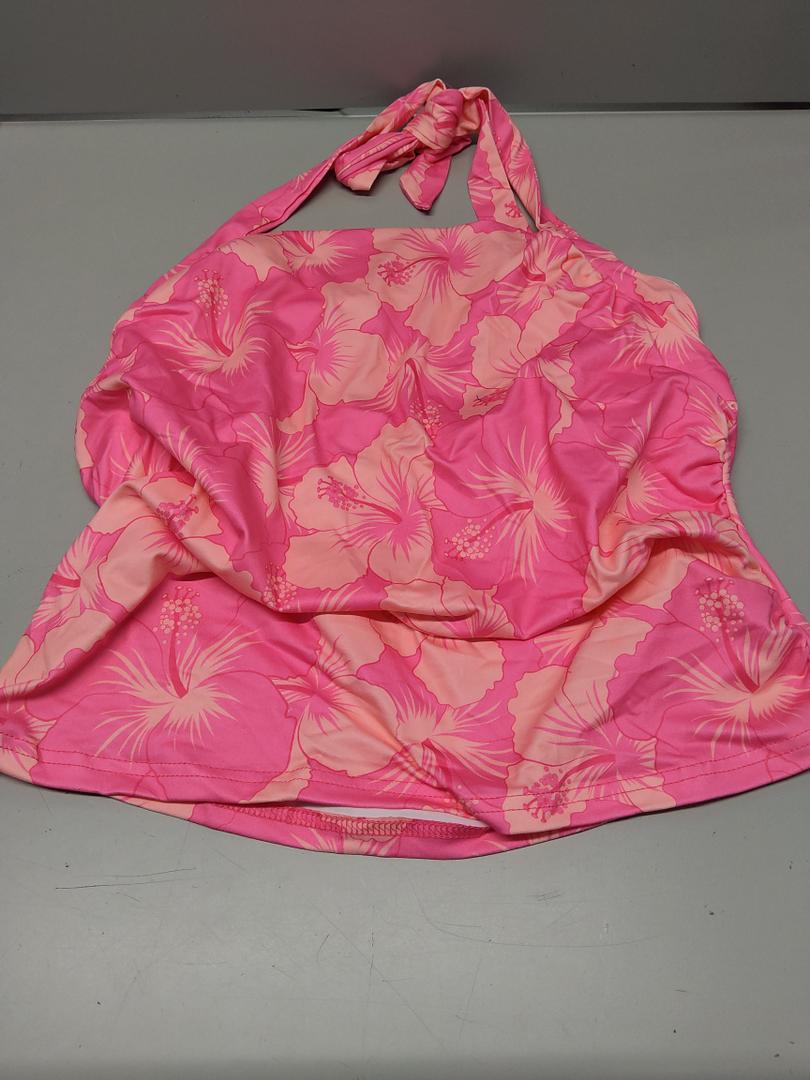 WDIRARA Girl's Floral Ruched Halter Top Sleeveless Tie Backless Vacation Tank Tops, XL