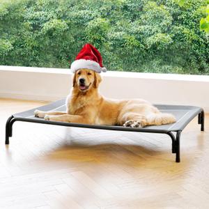 Elevated Dog Bed Raised Outdoor Dog Cot for Extra Large Dogs, Installation Requires No Tools, Frame with Washable Cooling Breathable Mesh Anti-Slip Feet, Indoor Pet Bed, Grey, 48.8 Inches (XL-48.8"L35.8"W7.9"Th)
