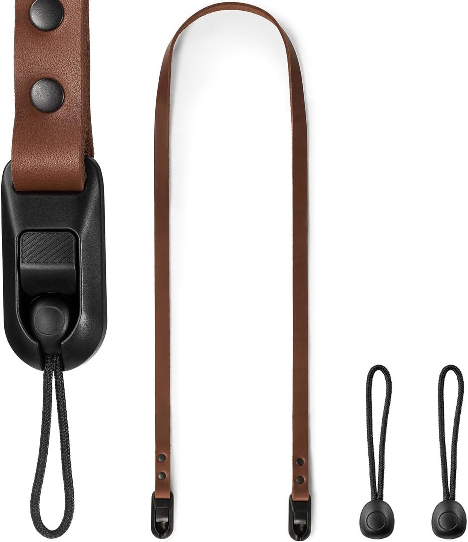 C Coiro Thin Leather Camera Strap with Quick Release, Neck - Shoulder Strap for Compact, Mirrorless Cameras for All Brands (Brown)