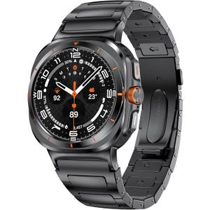 Stainless Steel Band Compatible with Galaxy Watch ultra 2/1 Bands 47mm (2025/2024),No Gap Business Metal Replacement Strap for Men Samsung Galaxy watch 8/7 Ultra Band (Black)