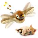 KreizyGo Cat Toys, Flapping Wings Sparrow, No Flying, Chirping Bird Interactive Catnip Toy for Kitten or Small Dogs, Touch Activated, Rechargeable