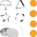 6Pcs Stainless Steel Game Cookie Cutter Set - Umbrella, Triangle, Star & Round Shapes for DIY Cookies, Sugar Candy & Cake Molds - Fun Holiday Party Favor