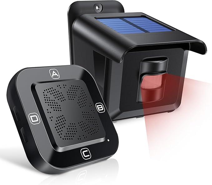 Woinnmm Solar Wireless Driveway Alarm 1/2 Mile Long Range, Driveway Alarms Wireless Outdoor WeatherproofMotion Sensor&Detector,Driveway Alert System for Monitor & Protect Inside and Outside Property
