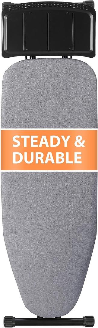 Ironing Board Full Size, 4313 Folding Ironing Boards, Height Adjustable & Space-Saving Wide Iron Board with Heat-Resistant Cover, Thick Pad & Heavy Duty Iron Table, for Laundry Room Clothes, Gray