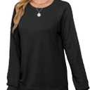 Saloogoe Sweatshirts for Women Crewneck Cable Knit Sleeve Sweaters Lightweight Fashion 2025 (Black, M)