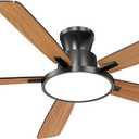 Ceiling Fans with Lights,52 inch,Quiet,Reversible Motor,Dimmable, Adjustable Color Temperature,6 Speeds,Timer, Low Profile Ceiling Fan for Bedroom,Living Room,Indoor/Outdoor Use (Black) (Black and Oak)