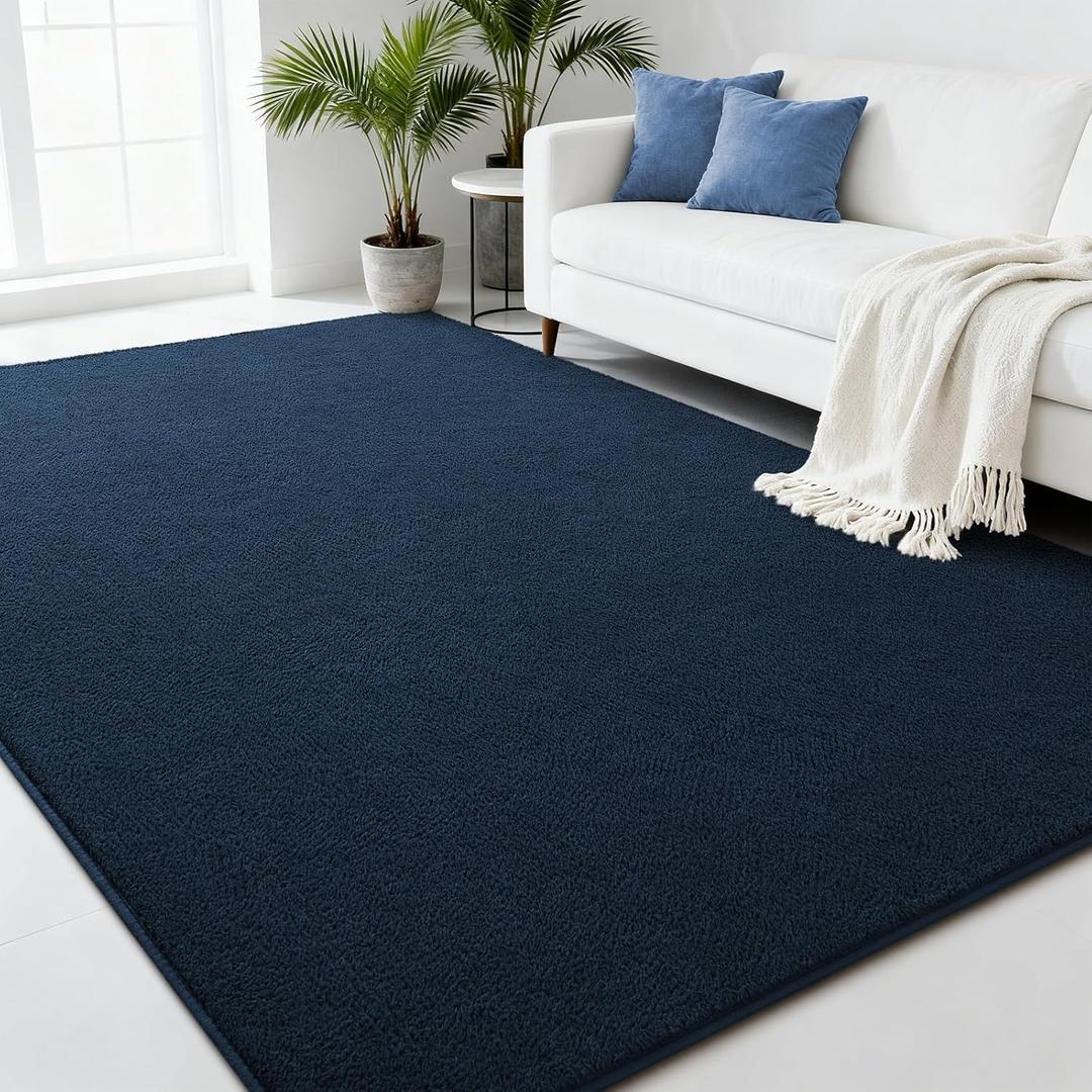 Navy Blue Area Rugs for Bedroom Living Room, 6x9 Feet Indoor Memory Foam Rug, Modern Washable Rugs for Kids Boys Girls Room, Dorm Bedside Shag Carpets for Home Decor