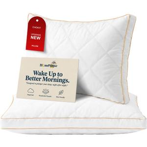 3D Down Alternative Bed Pillows for Sleeping, Set of 2 Luxury Hotel Quality Pillows with 100% Cotton Shell, High-Density Support for Side and Back Sleepers, White King