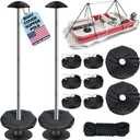 Pontoon Boat Cover Support Poles 2 Pack, Windproof Support PoleSectional Adjustable Stainless Steel Boat Cover Support Systems with Webbing Straps and Weight Bag (Height: 55.9)