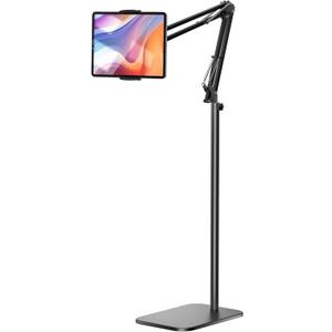 Tablet Floor Stand, 360-degree Rotatable Metal Tablet Stand Holder, Adjustable Kindle Holder, Universal Phone Stand for iPad/iPhoneX/iPad Pro or Other 4.7~12.9 Inch-Screen Devices (Black)