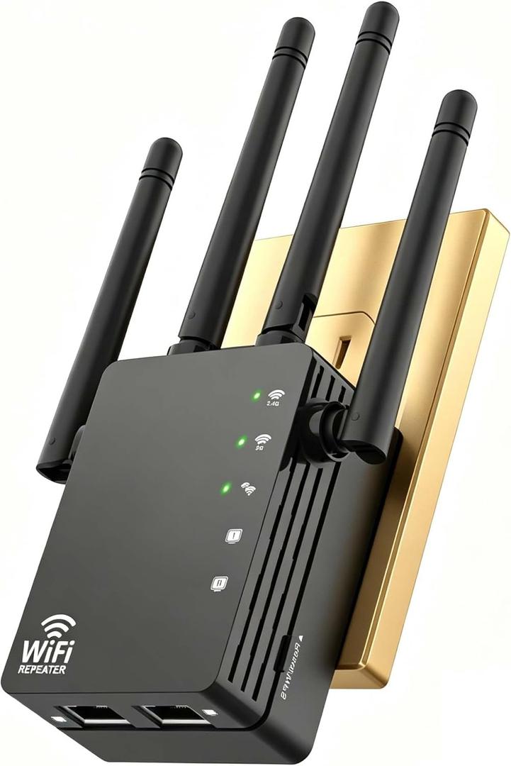 Setup WiFi Extender - WiFi Extender Signal Booster, 12880 Sq.Ft Coverage, Dual Band 5GHz/2.4GHz 1200Mbps, 105-Device Support with Wide Compatibility