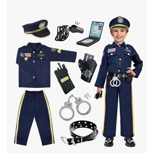 Police Officer Costume for Kids - Boys & Girls, Cop Uniform for Role Play, Gift, Halloween & Career Day, S