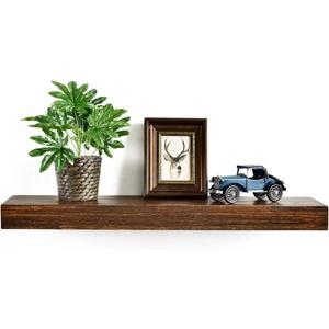 WELLAND Colin 10" Deep Floating Shelves Rustic Wall Shelf Wall Mounted Wooden Shelves (Walnut, 24X10X2.75 inch)