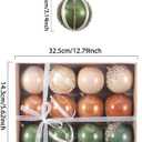 12 Pcs Christmas Ball Ornaments Set Brown Green Champagne Luxury Neutral Shatterproof Christmas Tree Decorations 3.15 Inch Glittering Decorative Hanging Ornament Bulk for Xmas Tree Holiday Party Decor