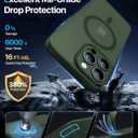 Magnetic for iPhone 15 Pro Max Case,Upgraded [Full Camera Protection][Compatible with Magsafe][Mil-Grade Protection] Shockproof Translucent Matte Phone Case for iPhone 15 Pro Max,Forest Green