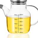 PARACITY Glass Oil Dispenser Bottle with Measurements, Oil Dispenser Bottle for Kitchen, 20.3 OZ Oil Container Kitchen for Olive/Vinegar/Cooking/Soy Sauce