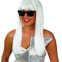 fun shack Long Blonde Costume Wig, Celebrity White Long Wig With Bangs, Straight White Wig, Blonde Hair Wig