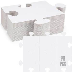 30 Pcs Large White Blank Puzzle Pieces Bulk to Draw on Make Your Own Jigsaw Puzzle Pieces Giant Double Blank White Papers for Kids Adult DIY Arts and Crafts Projects (8 x 9 Inch)