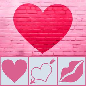 3 Pcs 24 x 24'' Valentines Large Heart Stencil for Painting on Wall Wood Stone Reusable Lips Heart Templates Love Stencils for Fabric Walls Paper Valentines Day Drawing Spraying Crafts