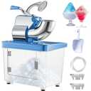 VEVOR 110V Commercial Ice Crusher 661LBS/H, ETL Approved 300W Electric Snow Cone Machine with Dual Blades, Stainless Steel Shaved Ice Machine with Safety On/Off Switch for Family, Restaurants, Bars (Blue)