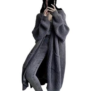 Womens Long Cardigan Sweaters Open Front Oversized Duster with Pocket for Women 2025 Fall Winter Knit Design Coats (Large, Grey)