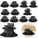 12Pack Adjustable Deck Support Pedestal Foundation Deck Blocks Plastic Pedestal Paver Base, Adjustable Height from 2.3'' to 5.25', Suitable for Outdoor Anti-Corrosive Wood (Unilateral Keel Slot 60-140)