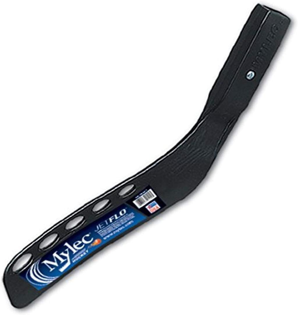 Mylec Hockey Stick Blade, Replacement Street Hockey Blade, Lightweight & Durable, High-Impact Fiberglass, Air-Flo Design, with 2 Screws, Secure Fit, for Most Wood Hockey Shaft (Left, Black)
