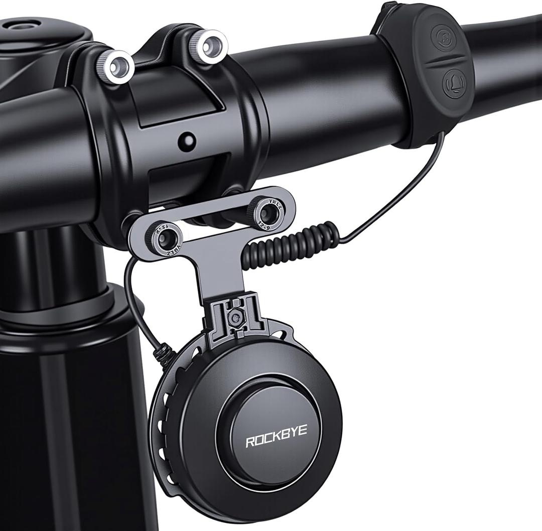 Electric Bike Horn 120dB - 4 Sound Modes & Volume Adjustable, Suspension Mounted Bicycle Horn with Rechargeable Battery, Bike Bell for Adults Kids Bike/Ebike/Scooter, Waterproof Bike Accessories