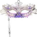Hoshin Masquerade Mask with Stick, Mardi Gras Deecorations Venetian Masks for Womens