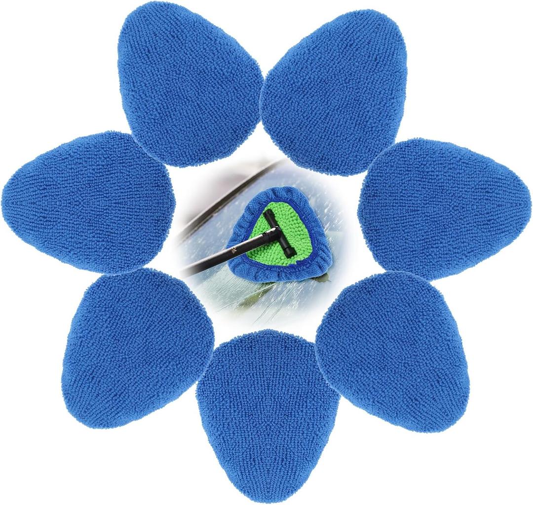 7PCS Microfiber Windshield Cleaning Tool, Reusable Car Windshield Cleaning Tool, Water-Absorbing Inside Wind Shield Cleaner Tools Bonnets, Microfiber Pads Replacement Kit, No Water Marks, No Lint