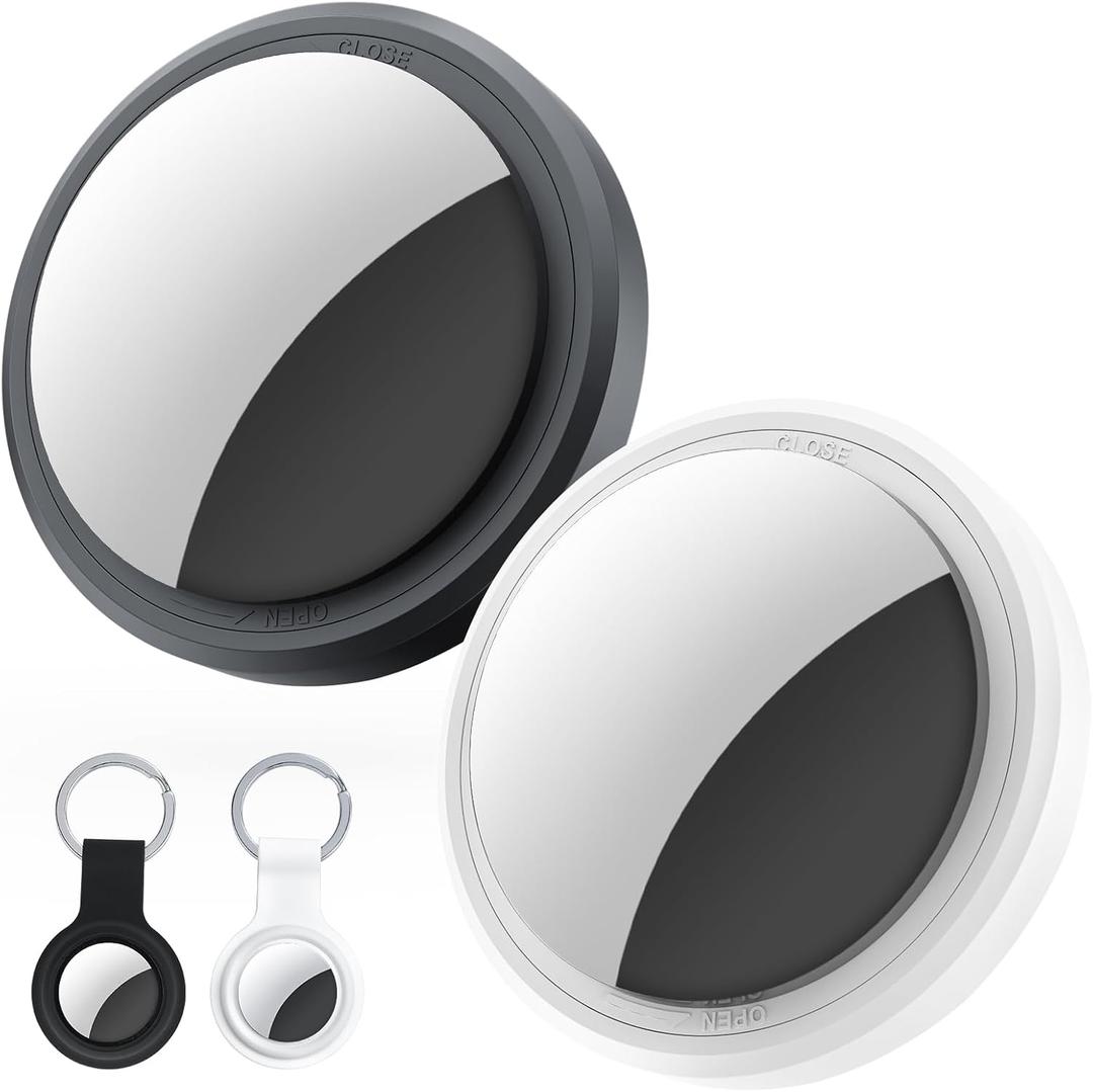 2-Pack Air Tracker Tags Compatible with Apple Find My (iOS Only), Bluetooth Tracker, Smart Keys Finder and Item Locator with Waterproof Case for Wallet Luggage Backpack (Android Need Download App)