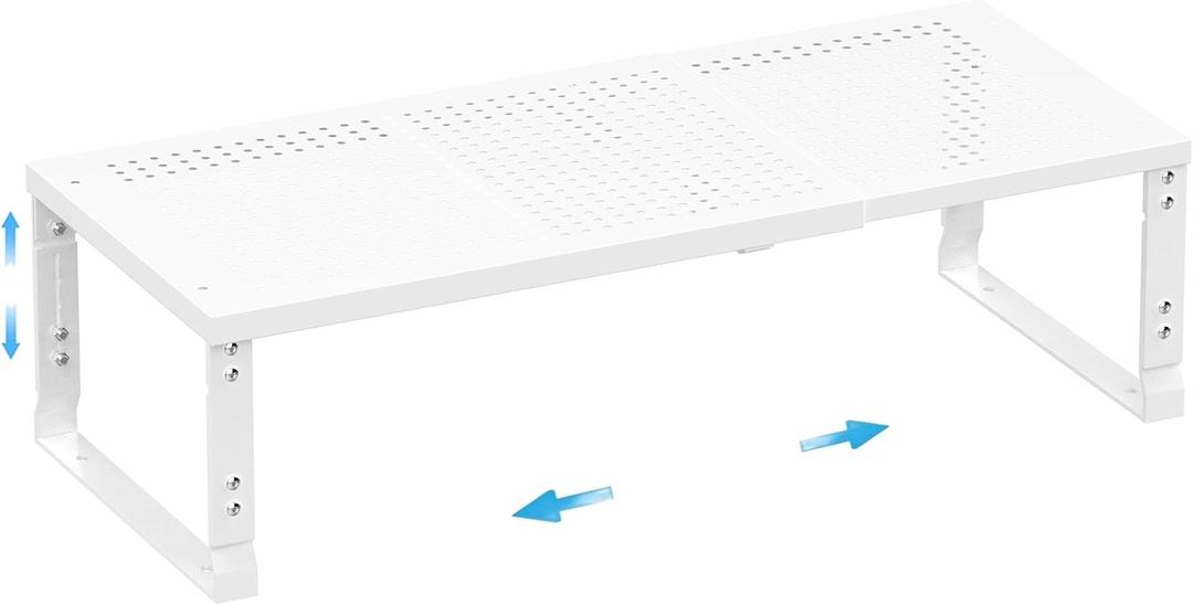 Expandable Spice Rack,Stackable Storage for Cabinet, Multi-Functional Kitchen Shelving,Height-Adjustable,Sustainable Organizer Solution(1Pack/White/Large) (LARGE:10.24"D x 16.54"W x 6.42"H)