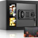 1.2 Cu Ft Home Safe with Fireproof Waterproof Bag, Small Safe with Keypad and Removable Shelf, Digital Home Security Safety Box for Money Firearm Medicines Valuables