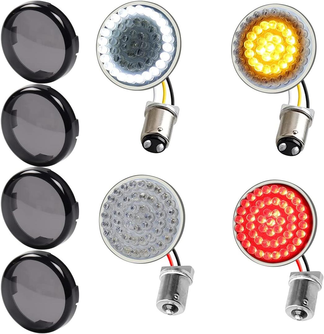 1157 Front 1156 Rear LED Turn Signals, 2 Inch Bullet 12V Motorcycle Blinker Running Lights for Harley Dyna, Road King, Sportster 1200, Iron 883