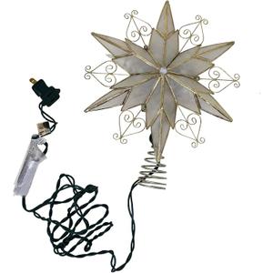 Kurt Adler 10-Light 6-Point Capiz Star Treetop with Scroll Design