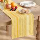 Artoid Mode Yellow Farmhouse Woven Table Runner, Seasonal Holiday Rustic Kitchen Dining Table Decoration for Home Party Decor 12x72 Inch