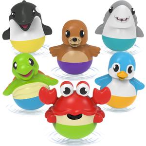 Tub Works Tub Bobbers Bob, Wobble & Float Upright Toddler Bath Toys, 6 Pack | Unique Wobbling Action | Sealed, No Hole Baby Bath Toys | Engaging Bathtub Toys for Kids | Water Table & Baby Pool Play