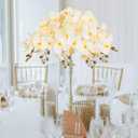 38 Inch Orchids Artificial Flowers 6 PCS Fake Orchids Velvet Silk Orchids Faux Orchid Flowers Long Stem Artificial Flowers for Tall Vase for Home Wedding Decoration(Champagne)
