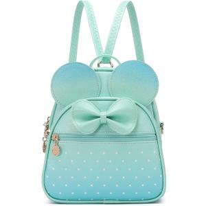 KL928 Girls Mini Backpack Bowknot Polka Dot Cute Small Daypacks Convertible Shoulder Bag Purse for Women (Green#light Blue)