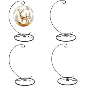 HOHIYA Christmas Ornament Display Stand 4 Pack 9.5" Black Twist Wire Holders for 150mm/6inch  Glass Terrarium Air Plant Halloween Xmas and Easter Decorations