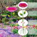 2 Pack Bird Baths for Outdoors, Colorful Metal Bird Bath for Outside, Hummingbird Bath with Five Stakes, Garden Flower Small Birdbath for Garden Decor, 31.3" H x 10.63" Dia (Red,Green)