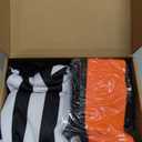 Hicarer Ice Hockey Long Sleeve Striped Referee Shirt Men's Official Referee Costume Orange Red Armbands Finger Grip Whistle (Medium)