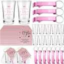 25 Sets Sweet 16 Party Favors for Guests Acrylic Shot Glasses with Bottle Opener Keychains Pink Thank You Card and Bags Favors for Quinceanera Birthday 16 Years Party