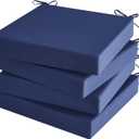 Outdoor Chair Cushions Set of 4 for Outdoor Patio Furniture, Waterproof Patio Seat Cushions with Handle & Ties, 3 Year Color Fastness Square Garden Sofa Couch Pads, 19" x 19" x 3", Navy Blue
